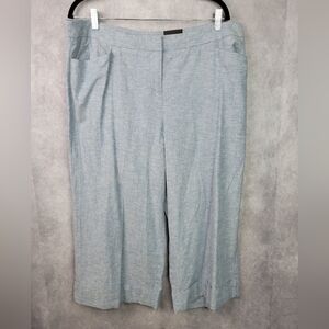 Lane Bryant Womens cropped Wide Leg‎ Pants Size 16 baby blue linen